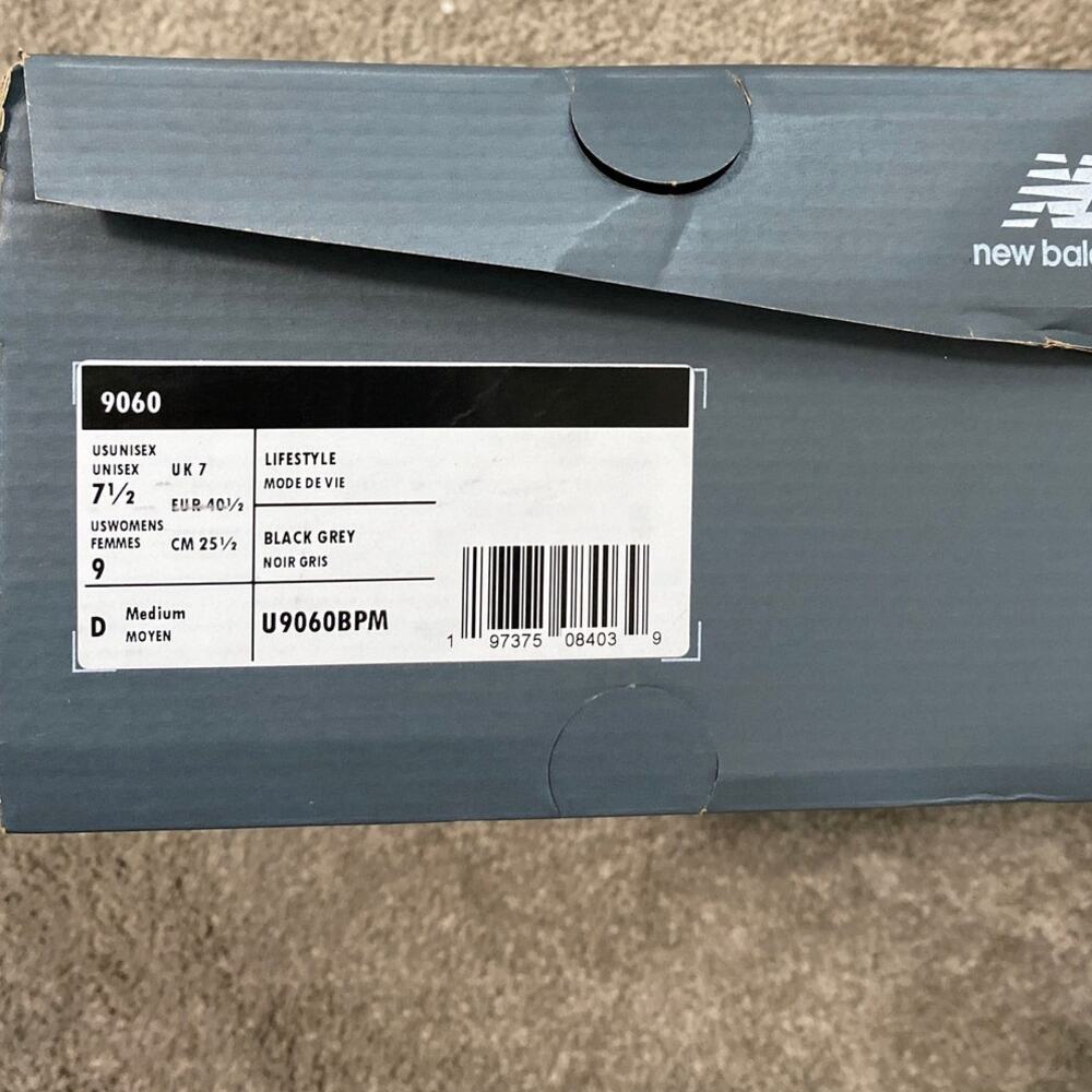New Balance 9060 Black Sneakers Men’s 7.5 Women’s 9 New - Picture 4 of 4